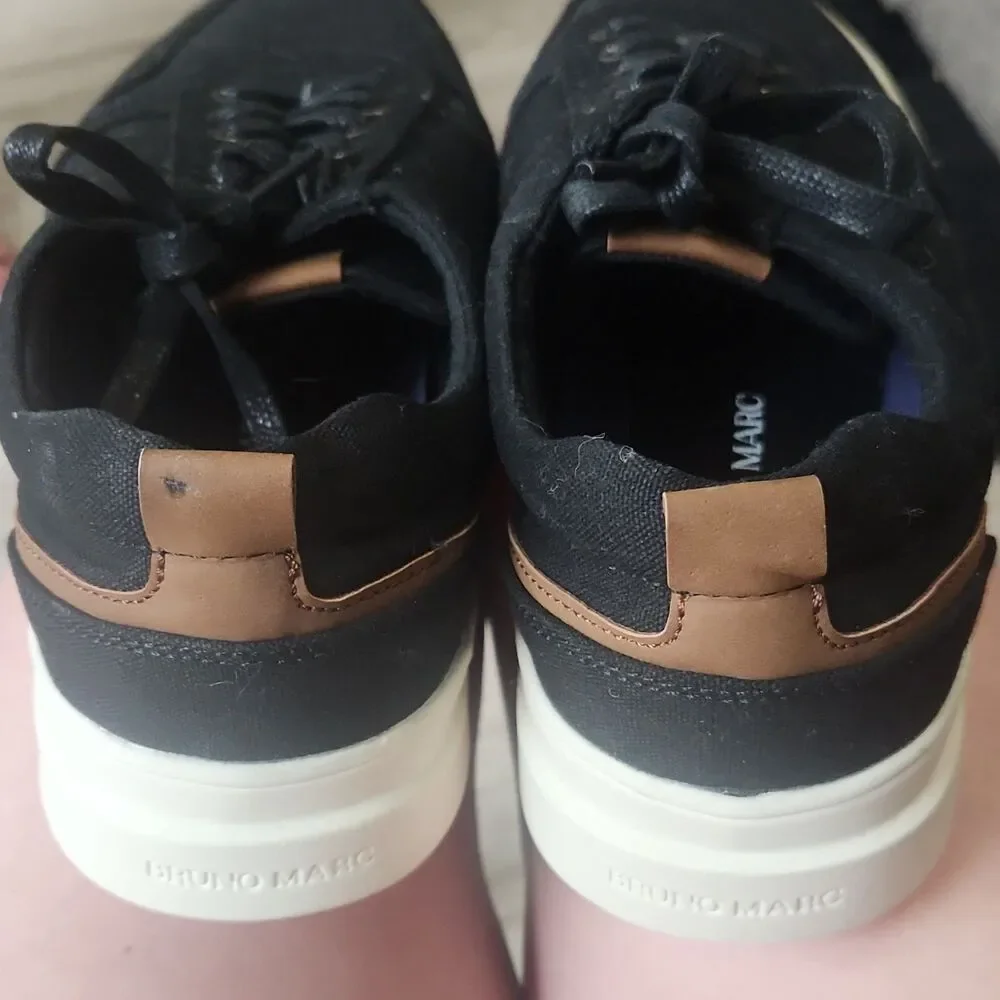 Bruno Marc Mens Canvas Sneakers Black Lace Up Casual Shoes Size 9.5 NWOD - Picture 5 of 6